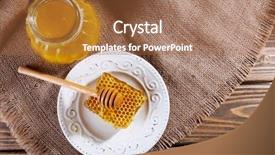  Presentation with honeycomb - Audience pleasing theme consisting of white yellow - pot of honey and honeycomb backdrop and a red colored foreground