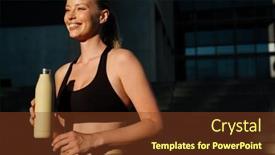  Presentation with water sports - Presentation theme consisting of white-young-blond-woman-wearing background and a tawny brown colored foreground