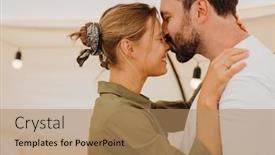  Presentation with couple - PPT layouts enhanced with white-young-couple-smiling background and a coral colored foreground