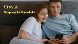  Presentation with mobile home - Presentation design featuring white-young-couple-using-mobile background and a  colored foreground