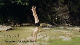  Presentation with swimming - Slide set having white-young-man-wearing-swimming background and a coral colored foreground