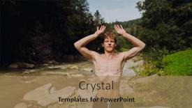  Presentation with swimming - PPT theme consisting of white-young-man-wearing-swimming background and a coral colored foreground