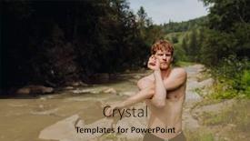  Presentation with swimming - PPT theme featuring white-young-man-wearing-swimming background and a coral colored foreground