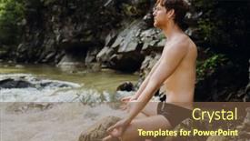  Presentation with swimming - Presentation design with white-young-man-wearing-swimming background and a tawny brown colored foreground