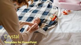  Presentation with newborn baby - PPT theme consisting of white-young-woman-dressing background and a tawny brown colored foreground