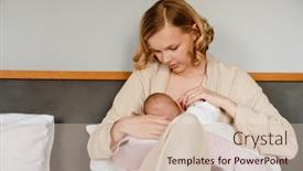  Presentation with newborn baby - Slides enhanced with white-young-woman-in-housecoat background and a  colored foreground