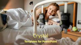  Presentation with newborn baby - Presentation theme enhanced with white-young-woman-lying background and a violet colored foreground