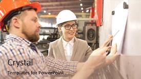  Presentation with listening woman - Audience pleasing slides consisting of whiteboard and listening to explanation backdrop and a coral colored foreground