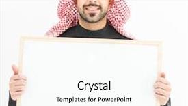  Presentation with text message - Presentation theme having whiteboard house - attractive arabic young man background and a cool aqua colored foreground