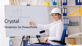  Presentation with female office graphics - Amazing slide deck having whiteboard house - female architect working backdrop and a light gray colored foreground