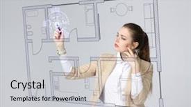  Presentation with virtual awards ceremony - Colorful theme enhanced with whiteboard house - female architect working backdrop and a light gray colored foreground