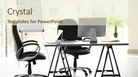  Presentation with work - Beautiful theme featuring whiteboard house - modern stylish office work place backdrop and a  colored foreground