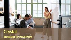  Presentation with team meeting - Audience pleasing PPT theme consisting of whiteboard in a small team backdrop and a tawny brown colored foreground