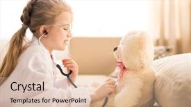  Presentation with pretty girl - Cool new slides with whitecoat using stethoscope while play backdrop and a lemonade colored foreground