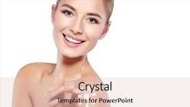  Presentation with blue eyes - Slide deck with whiteheaded young woman with beautiful background and a lemonade colored foreground