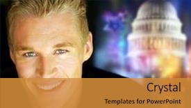  Presentation with political - Amazing presentation theme having whitehouse - portrait of a young smiling backdrop and a gold colored foreground