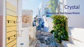  Presentation with plants - Amazing slide deck having whitehouse - quiet traditional street of lefkes backdrop and a light blue colored foreground