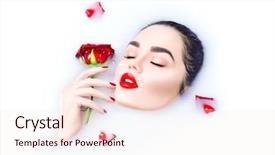  Presentation with flower woman - Amazing PPT layouts having whitening cream - beauty young woman taking milk backdrop and a sky blue colored foreground