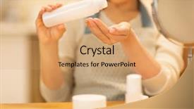  Presentation with skin care - Colorful presentation theme enhanced with whitening cream - housewife taking care backdrop and a coral colored foreground