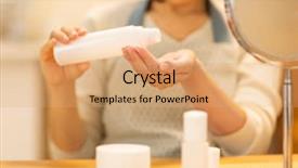  Presentation with skin care - Slide set having whitening cream - housewife taking care background and a coral colored foreground