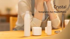  Presentation with skin care - Audience pleasing presentation theme consisting of whitening cream - housewife taking care backdrop and a coral colored foreground