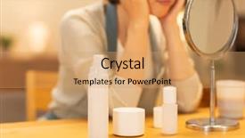  Presentation with skin care - Cool new presentation design with whitening cream - housewife taking care backdrop and a coral colored foreground