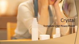  Presentation with skin care - Beautiful presentation theme featuring whitening cream - housewife taking care backdrop and a coral colored foreground