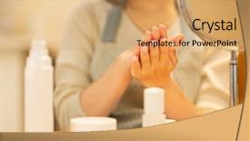  Presentation with skin care - Presentation theme having whitening cream - housewife taking care background and a coral colored foreground