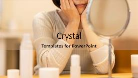  Presentation with skin care - Colorful PPT layouts enhanced with whitening cream - housewife taking care backdrop and a coral colored foreground