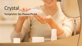  Presentation with skin care - PPT theme featuring whitening cream - housewife taking care background and a lemonade colored foreground