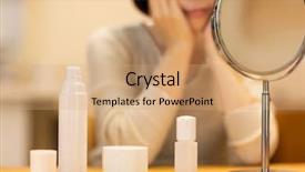  Presentation with skin care organic cosmetics - Cool new presentation with whitening cream - housewife taking care backdrop and a coral colored foreground