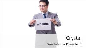  Presentation with recruitment - Amazing theme having whitesnow - businessman in recruitment concept isolated backdrop and a  colored foreground
