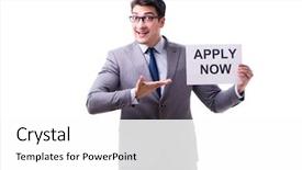  Presentation with recruitment - PPT theme having whitesnow - businessman in recruitment concept isolated background and a white colored foreground