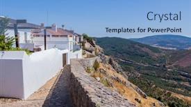  Presentation with medieval - PPT theme enhanced with whitewashed-houses-at-the-medieval background and a light blue colored foreground