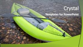  Presentation with inflatable water park - Slide deck having whitewater inflatable kayak on shallow background and a  colored foreground