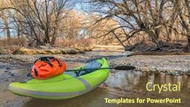  Presentation with water sports - Presentation theme consisting of whitewater-inflatable-kayak background and a tawny brown colored foreground