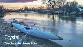  Presentation with near furnace creek in death - Slides with whitewater kayak at dusk background and a ocean colored foreground