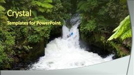  Presentation with new zealand - Audience pleasing PPT theme consisting of whitewater-kayaker-running-rapid backdrop and a tawny brown colored foreground