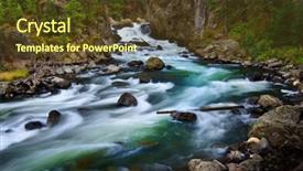  Presentation with river flowing - Presentation theme with whitewater river flowing past rocks in wilderness background and a tawny brown colored foreground