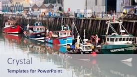  Presentation with fishing boats - Cool new slide deck with whitstable-uk-february-24-2017 backdrop and a sky blue colored foreground