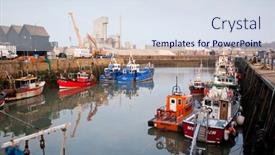  Presentation with fishing boats - Beautiful PPT theme featuring whitstable-uk-february-24-2017 backdrop and a sky blue colored foreground
