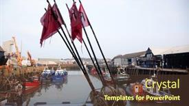  Presentation with fishing boats - Beautiful presentation design featuring whitstable-uk-february-24-2017 backdrop and a tawny brown colored foreground