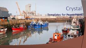  Presentation with fishing boats - Presentation featuring whitstable-uk-february-24-2017 background and a sky blue colored foreground