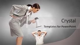  Presentation with humiliation - PPT layouts enhanced with whitte man leader - aggression and humiliation in communication background and a light gray colored foreground