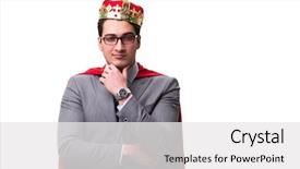  Presentation with king - Cool new theme with whitte man leader - king businessman wearing red cover backdrop and a white colored foreground