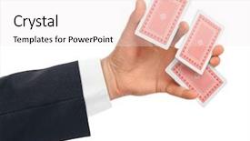  Presentation with playing cards - Slides having whitw man chance - hand and playing cards isolated background and a sky blue colored foreground