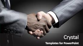  Presentation with black hand - PPT theme consisting of whitw man chance - handshake - hand holding background and a dark gray colored foreground