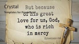  Presentation with top 150 - Audience pleasing presentation theme consisting of who is rich in mercy backdrop and a mint green colored foreground