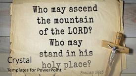  Presentation with bible psalms - Colorful PPT theme enhanced with who may ascend the mountain backdrop and a mint green colored foreground