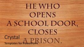  Presentation with prison door - Colorful slides enhanced with who opens a school door backdrop and a coral colored foreground